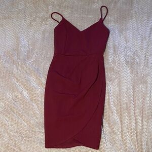 Lulu's Burgundy Mini Dress with Spaghetti Straps